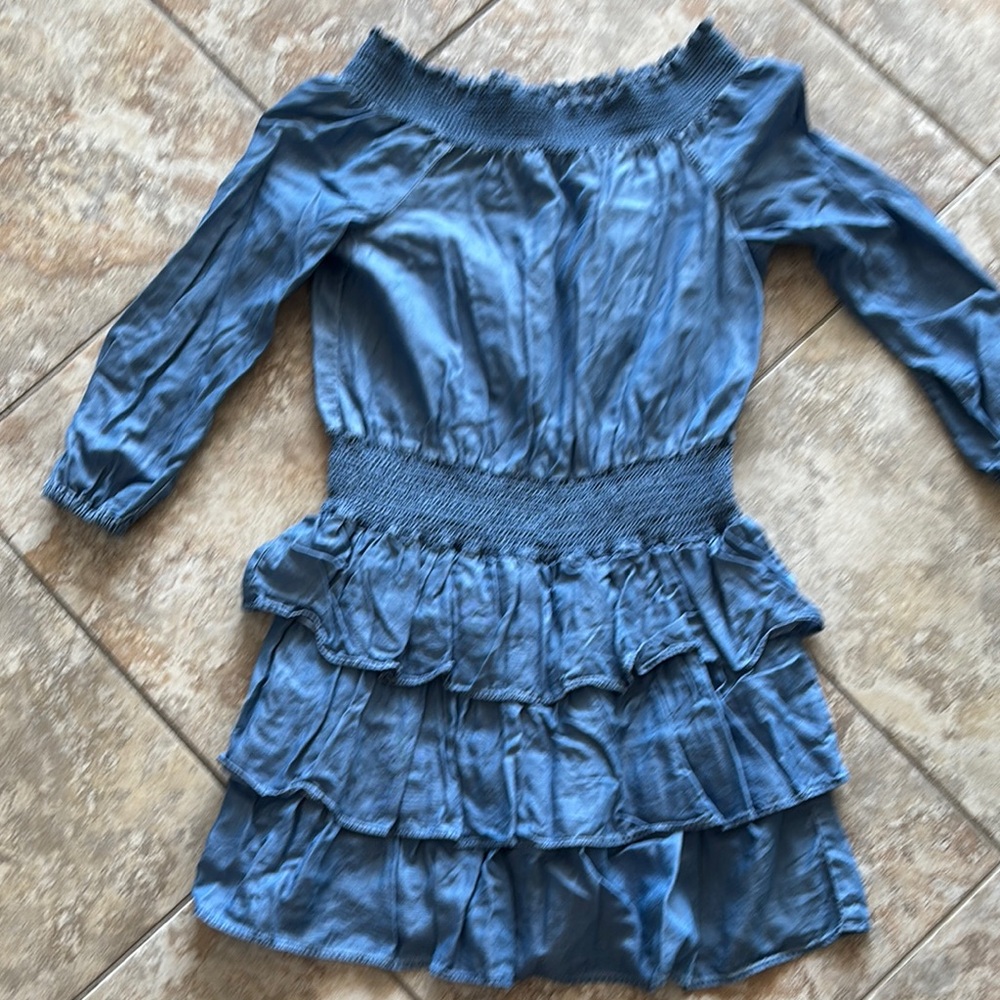 SALE 🎈🎈Blue Off-Shoulder Ruffle Dress